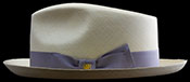 Alternative side view with the brim turned up.  Classic Fedora SB (Skinny Brim) Montecristi Panama hat.