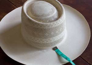 Wide brim unblocked hat with 4 inch brim and an AC (air-conditioned) crown.