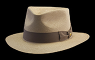 Kentucky Smith Cocoa genuine Panama hat - Jamaica brown ribbon front view